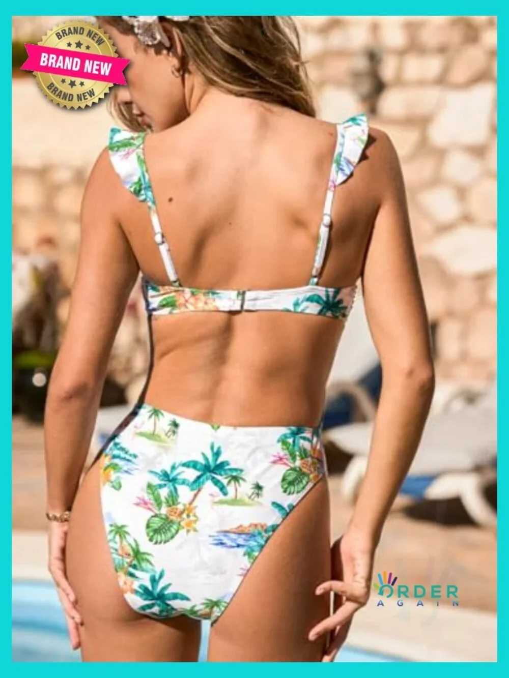 One Piece Swimsuit Plunging V Neck Monokini Ruffle Adjustable Straps Hook